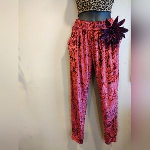 Maroon Crushed Velvet Joggers